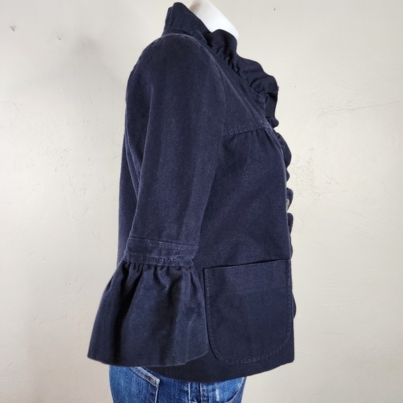 J. Crew Fiona Refined Canvas Navy Blue Jacket 3/4 Sleeve Size 6 - Picture 11 of 14